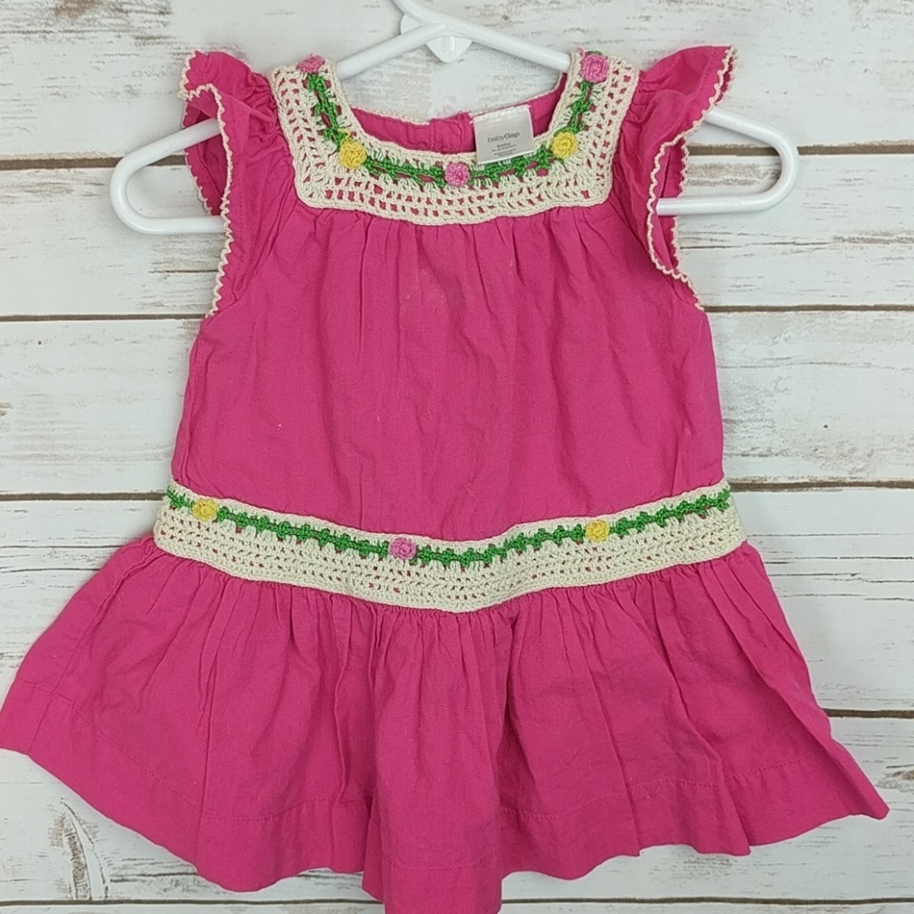 Baby Gap 3-6 month Pink Crochet Dress